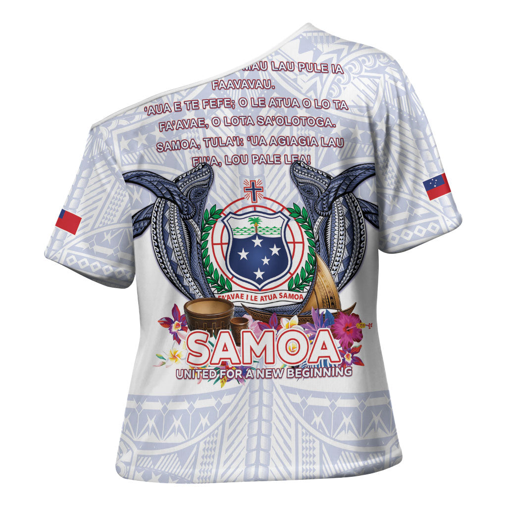 Samoa Independence Day Cross Shoulder Shirt Samoa United For A New Beginning LT05 - Polynesian Pride