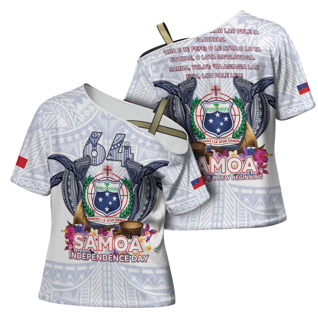 Samoa Independence Day Cross Shoulder Shirt Samoa United For A New Beginning LT05 - Polynesian Pride