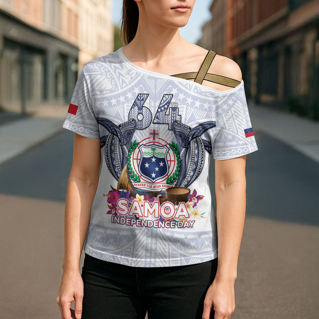 Samoa Independence Day Cross Shoulder Shirt Samoa United For A New Beginning LT05 - Polynesian Pride