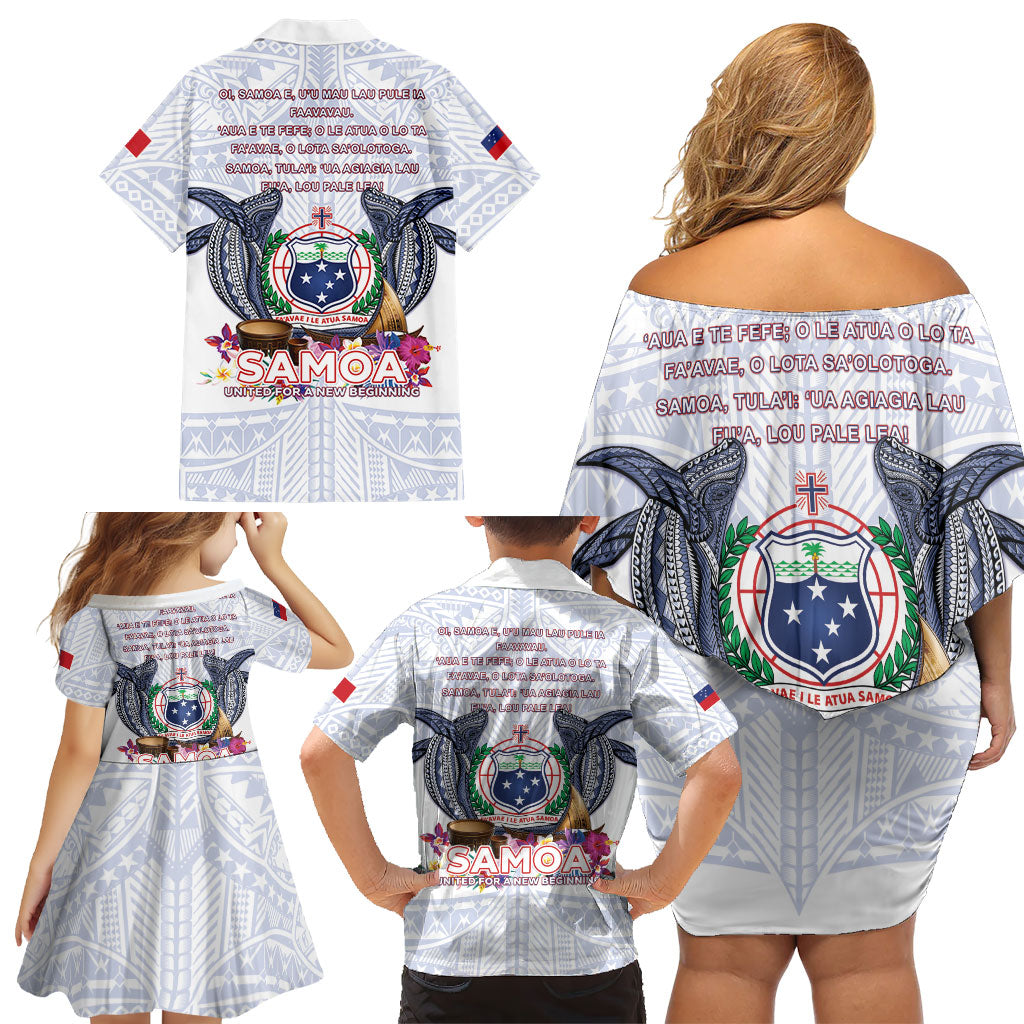 Samoa Independence Day Family Matching Off Shoulder Short Dress and Hawaiian Shirt Samoa United For A New Beginning LT05 - Polynesian Pride