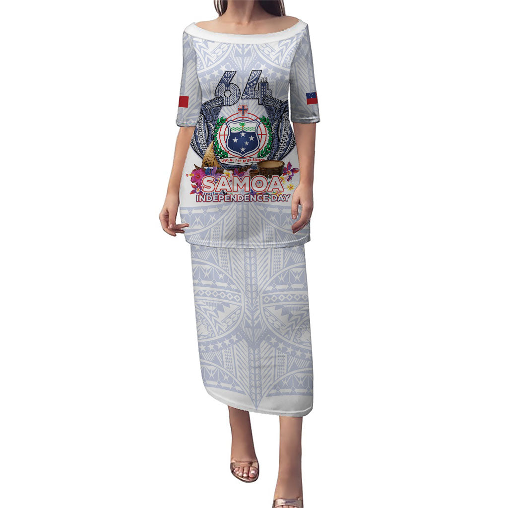 Samoa Independence Day Family Matching Puletasi and Hawaiian Shirt Samoa United For A New Beginning LT05 Mom's Dress White - Polynesian Pride