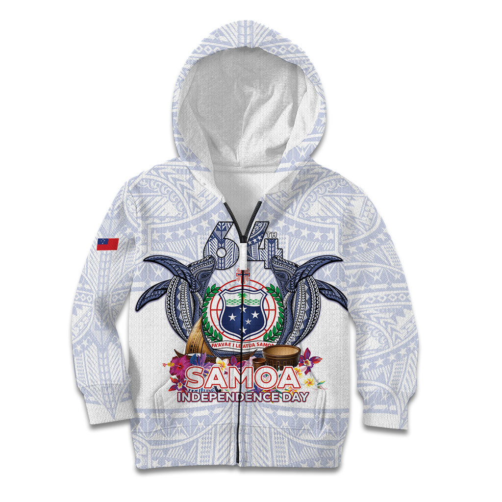 Samoa Independence Day Kid Hoodie Samoa United For A New Beginning LT05 Zip Hoodie White - Polynesian Pride