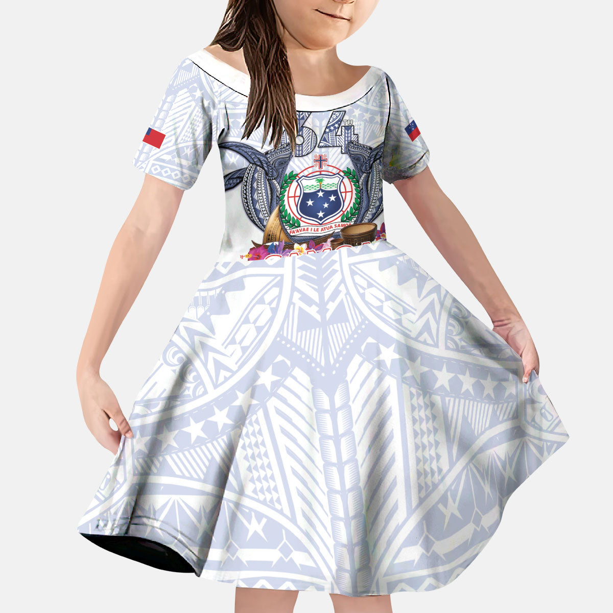 Samoa Independence Day Kid Short Sleeve Dress Samoa United For A New Beginning LT05 KID White - Polynesian Pride