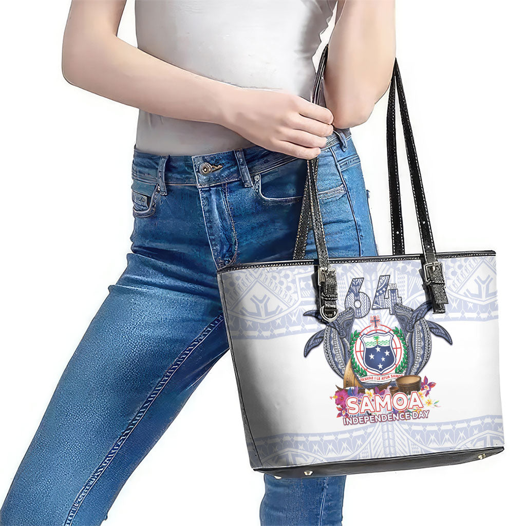 Samoa Independence Day Leather Tote Bag Samoa United For A New Beginning LT05 - Polynesian Pride