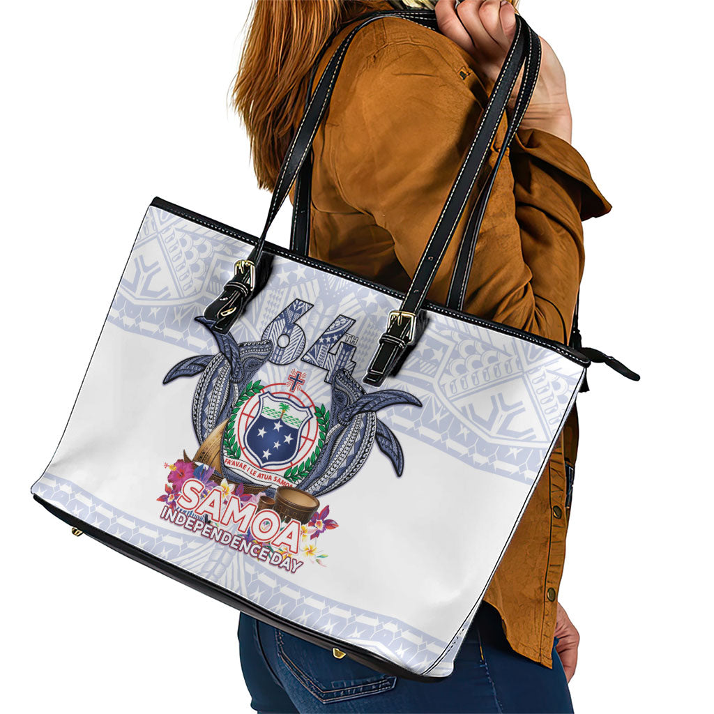 Samoa Independence Day Leather Tote Bag Samoa United For A New Beginning LT05 - Polynesian Pride