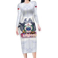 Samoa Independence Day Long Sleeve Bodycon Dress Samoa United For A New Beginning LT05 Long Dress White - Polynesian Pride