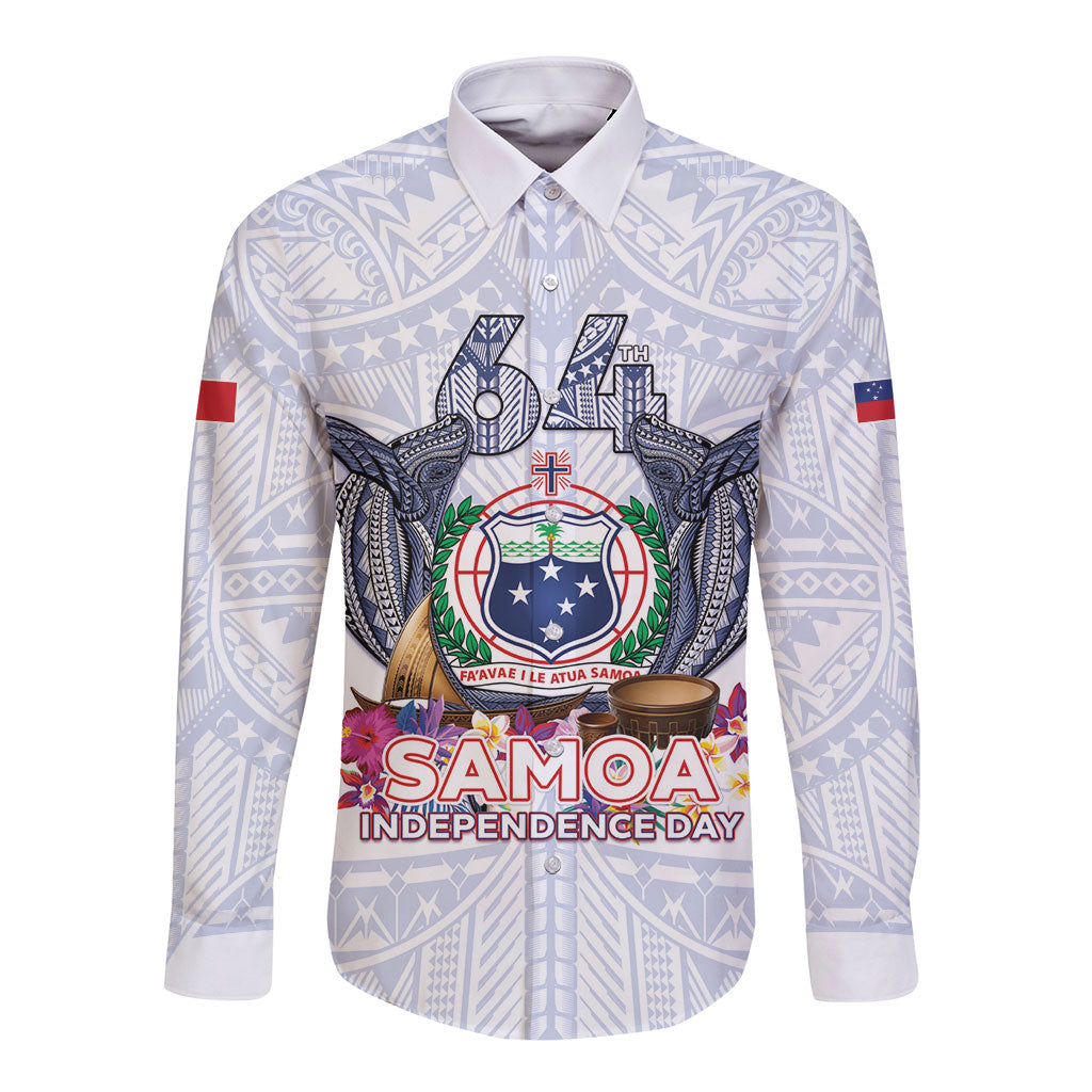 Samoa Independence Day Long Sleeve Button Shirt Samoa United For A New Beginning LT05 Unisex White - Polynesian Pride