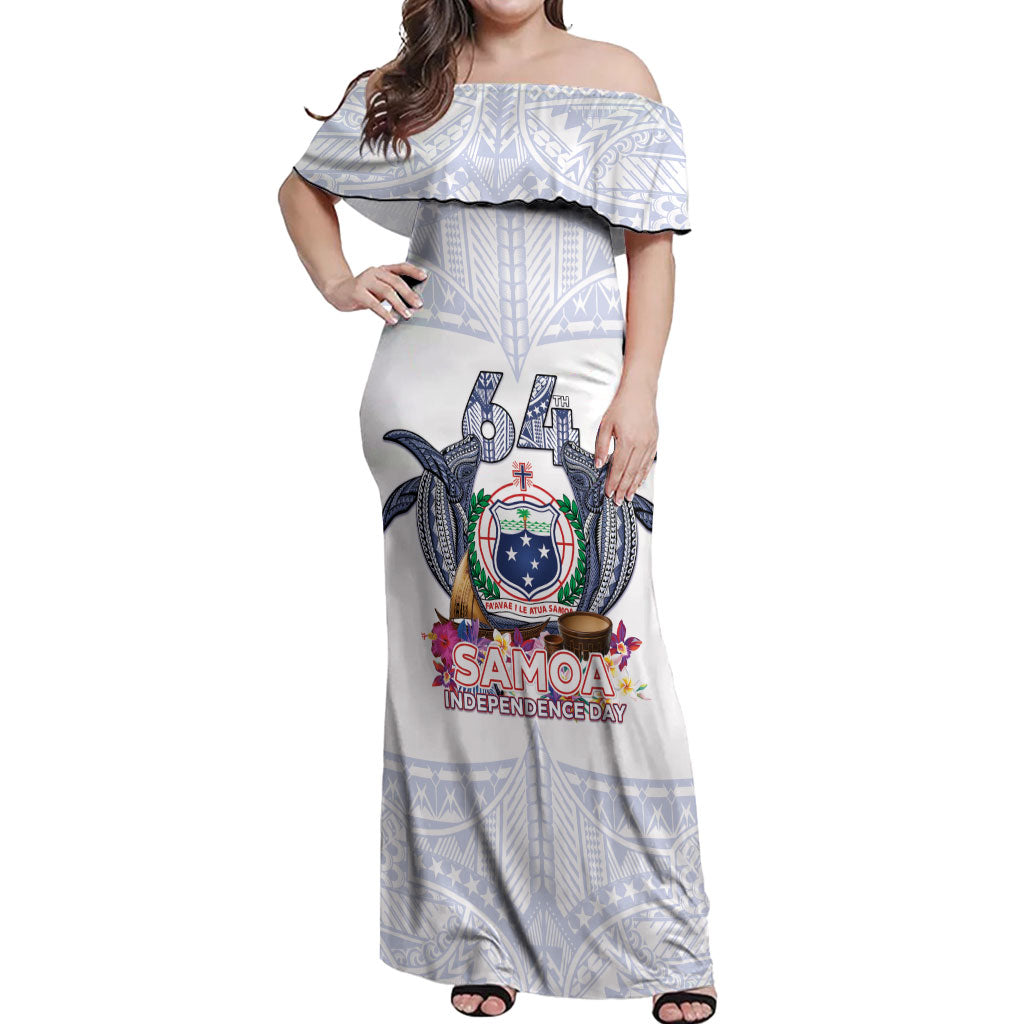 Samoa Independence Day Off Shoulder Maxi Dress Samoa United For A New Beginning LT05 Women White - Polynesian Pride