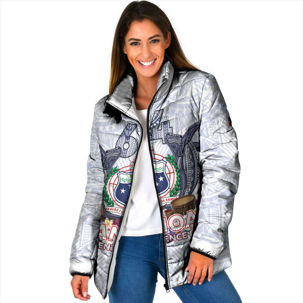 Samoa Independence Day Padded Jacket Samoa United For A New Beginning LT05 Women White - Polynesian Pride
