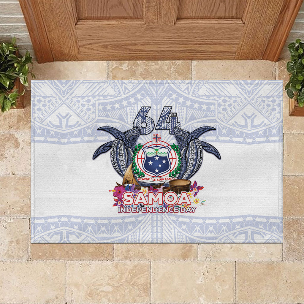 Samoa Independence Day Rubber Doormat Samoa United For A New Beginning LT05 White - Polynesian Pride