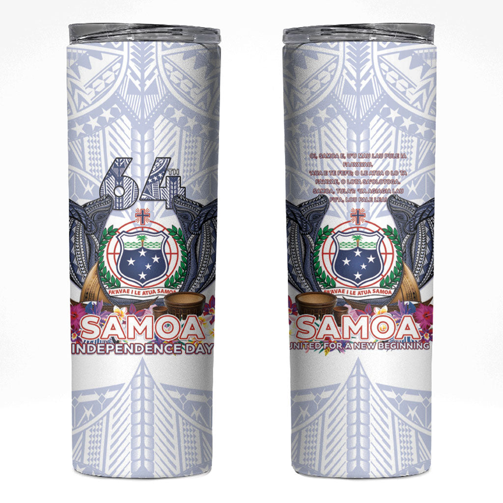 Samoa Independence Day Skinny Tumbler Samoa United For A New Beginning LT05 White - Polynesian Pride