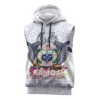 Samoa Independence Day Sleeveless Hoodie Samoa United For A New Beginning LT05 White - Polynesian Pride