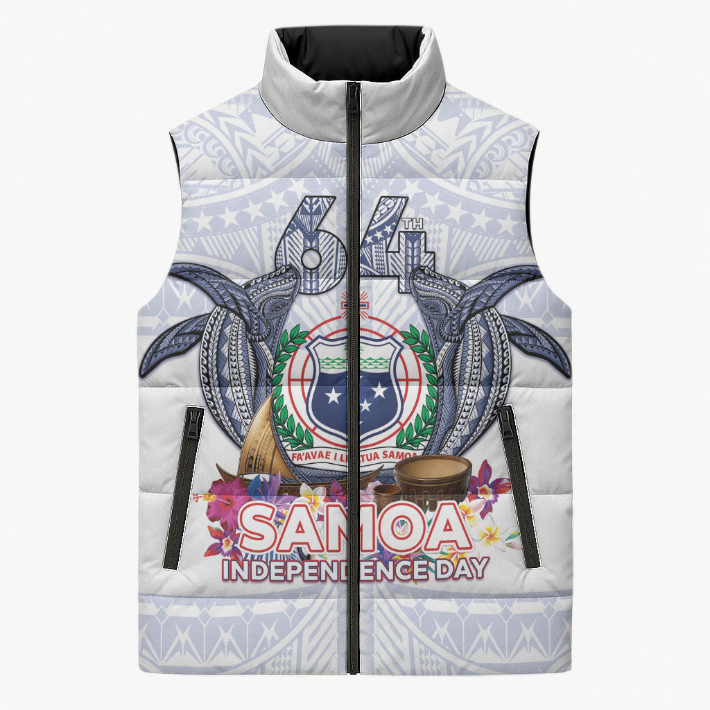 Samoa Independence Day Sleeveless Puffer Jacket Samoa United For A New Beginning LT05 Unisex White - Polynesian Pride