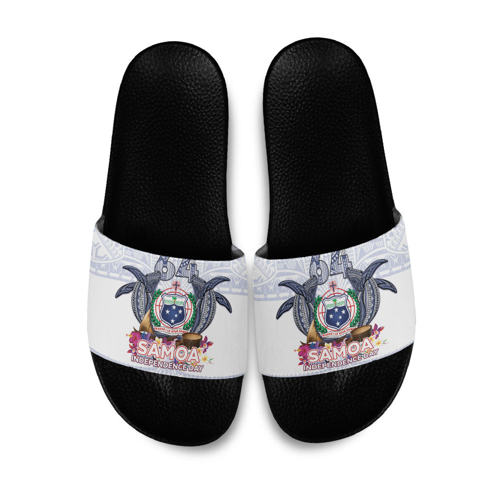 Samoa Independence Day Slide Sandals Samoa United For A New Beginning LT05 White - Polynesian Pride