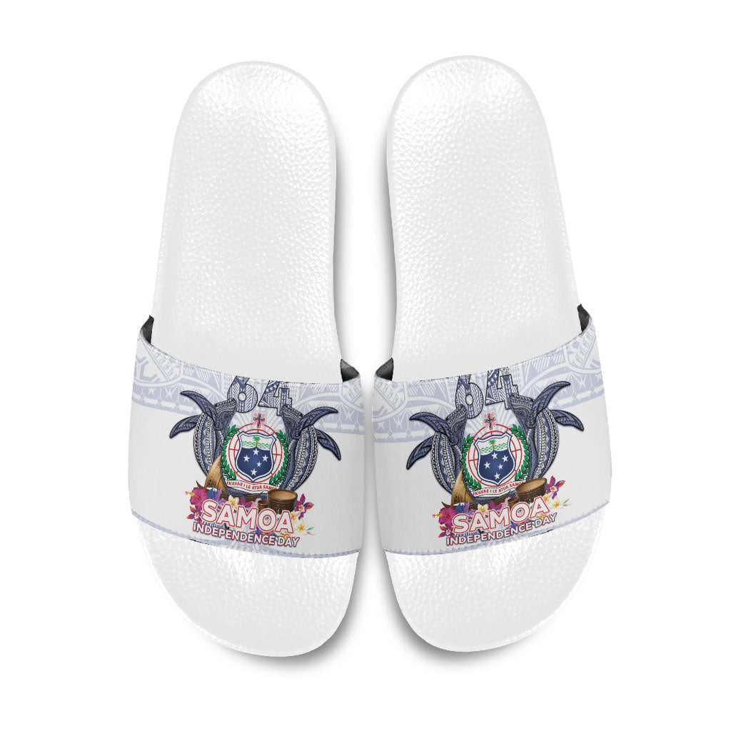 Samoa Independence Day Slide Sandals Samoa United For A New Beginning LT05 White - Polynesian Pride