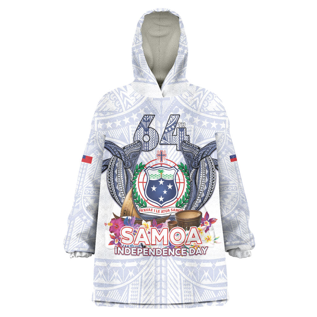 Samoa Independence Day Wearable Blanket Hoodie Samoa United For A New Beginning LT05 One Size White - Polynesian Pride