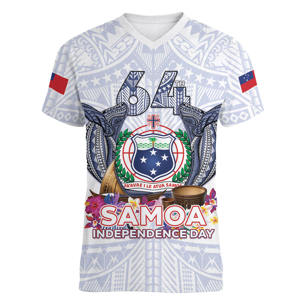 Samoa Independence Day Women V-Neck T-Shirt Samoa United For A New Beginning LT05 Female White - Polynesian Pride