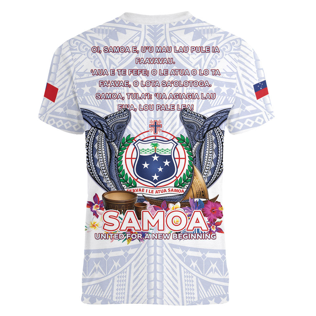 Samoa Independence Day Women V-Neck T-Shirt Samoa United For A New Beginning LT05 - Polynesian Pride