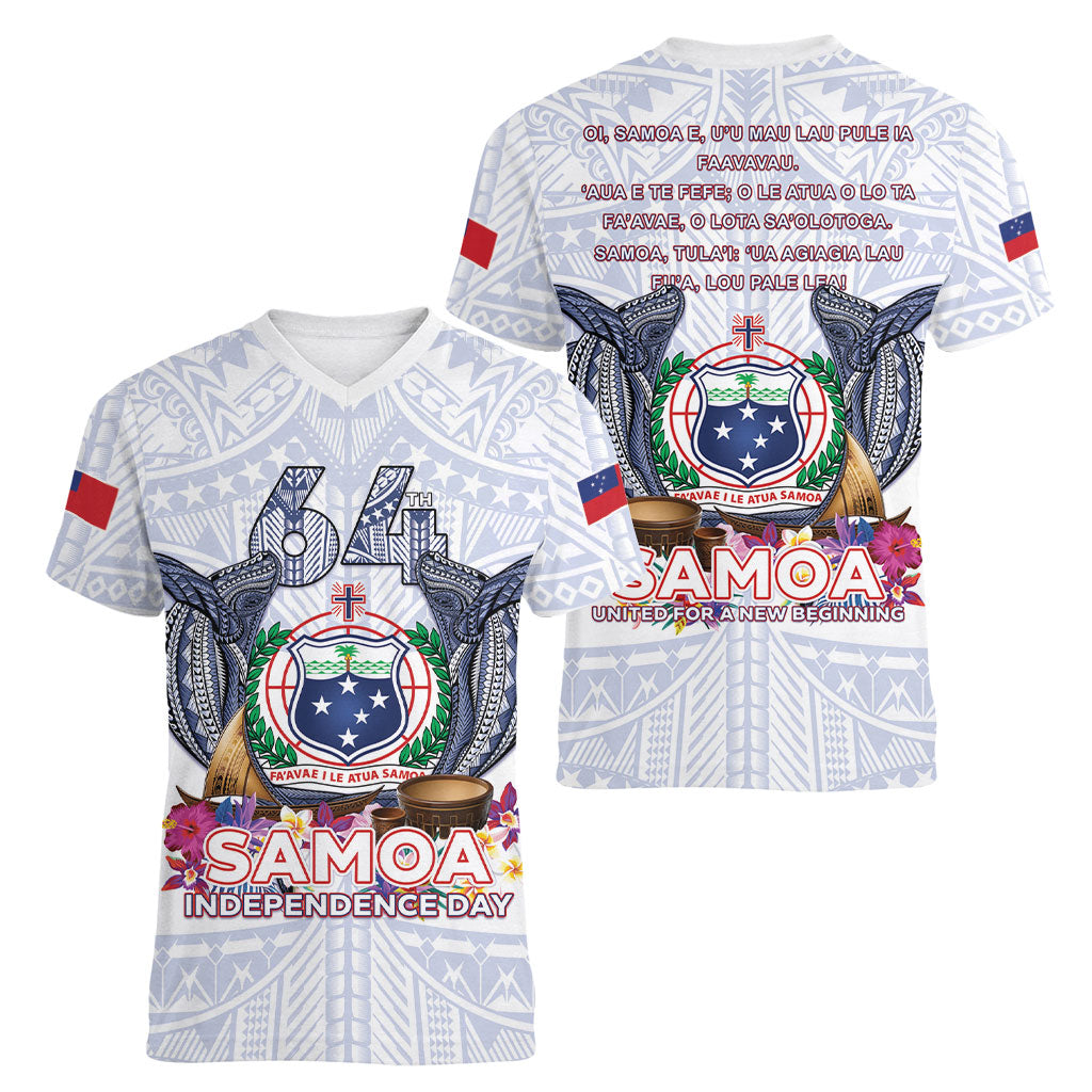 Samoa Independence Day Women V-Neck T-Shirt Samoa United For A New Beginning LT05 - Polynesian Pride