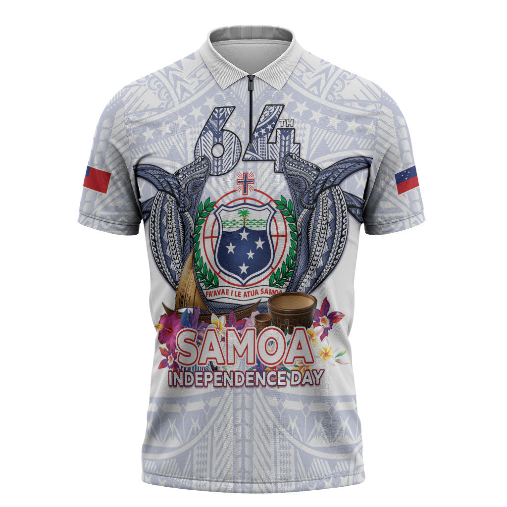 Samoa Independence Day Zipper Polo Shirt Samoa United For A New Beginning LT05 White - Polynesian Pride