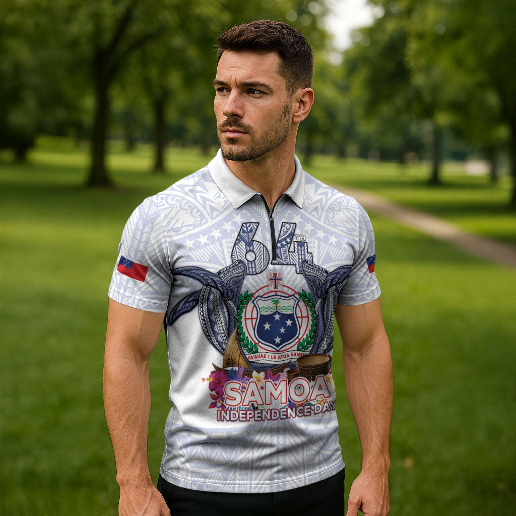 Samoa Independence Day Zipper Polo Shirt Samoa United For A New Beginning LT05 - Polynesian Pride