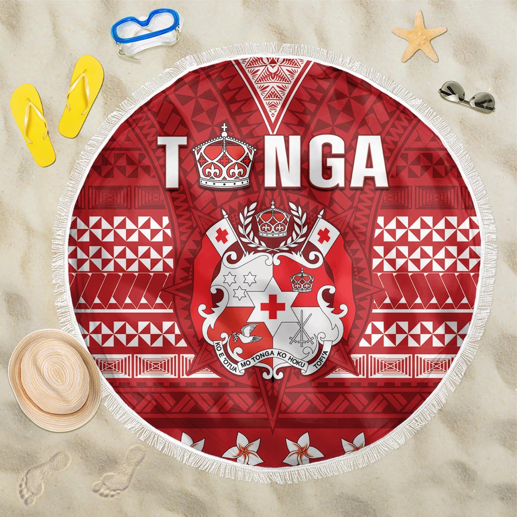 Tonga King Tupou VI Day Beach Blanket Traditional Tongan Kupesi Pattern LT05 One Size 150cm Red - Polynesian Pride