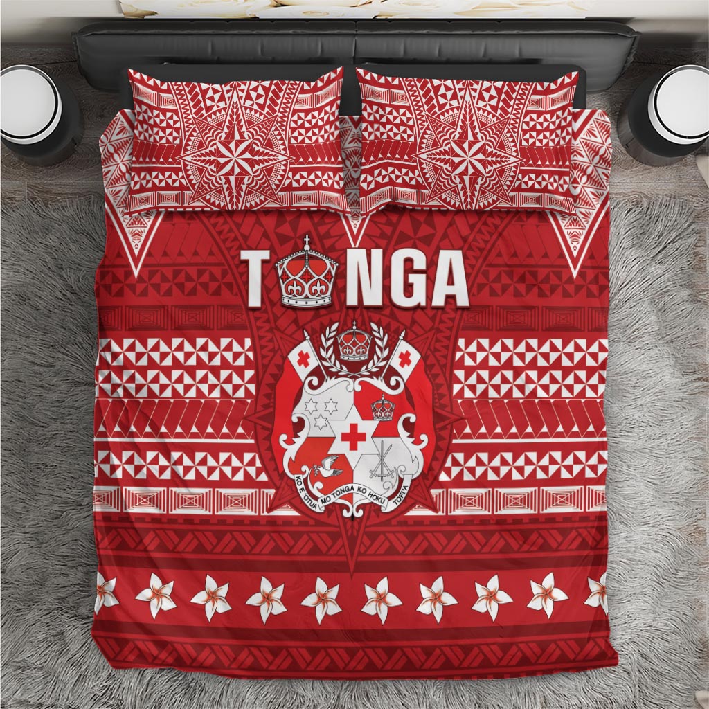 Tonga King Tupou VI Day Bedding Set Traditional Tongan Kupesi Pattern LT05 Red - Polynesian Pride