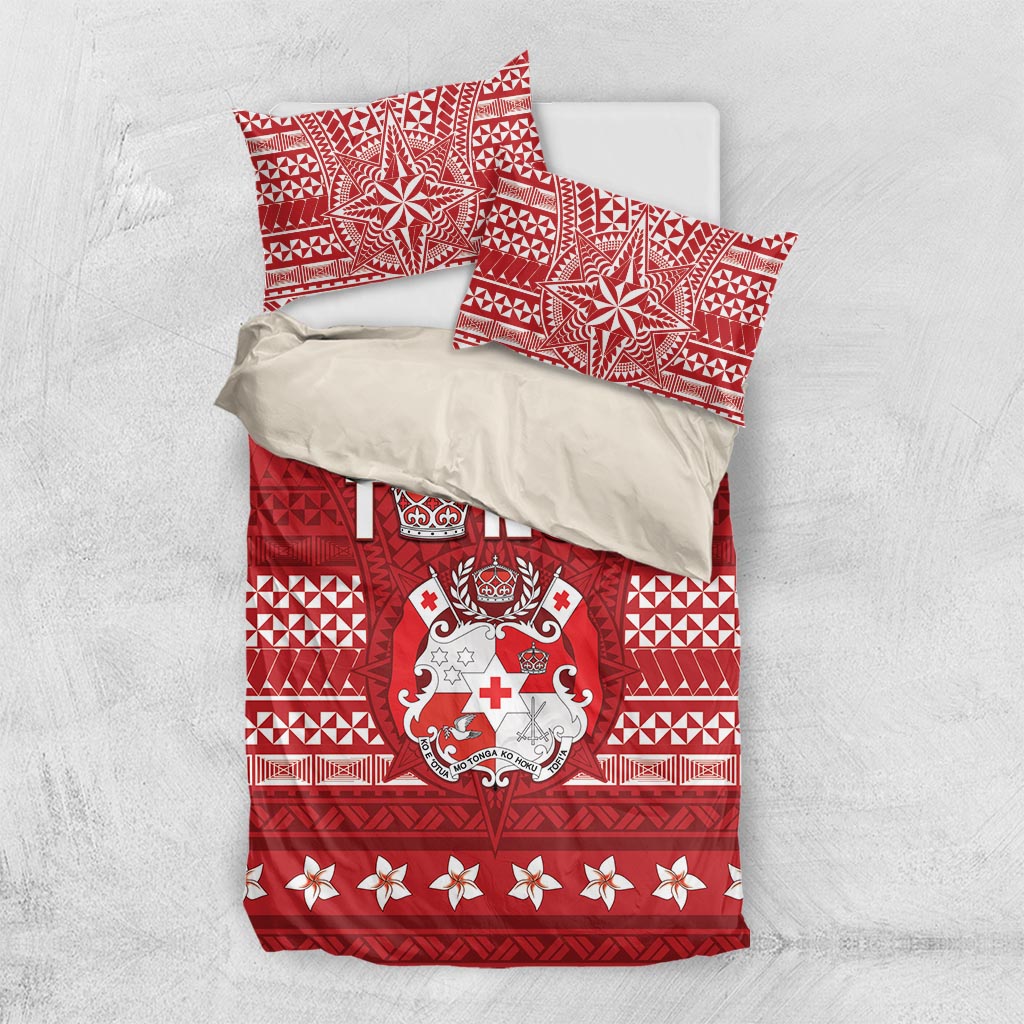 Tonga King Tupou VI Day Bedding Set Traditional Tongan Kupesi Pattern LT05 US Twin 172cm x 218cm Red - Polynesian Pride