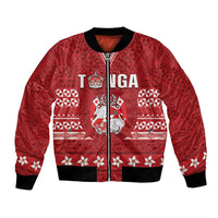 Tonga King Tupou VI Day Bomber Jacket Traditional Tongan Kupesi Pattern LT05 Unisex Red - Polynesian Pride