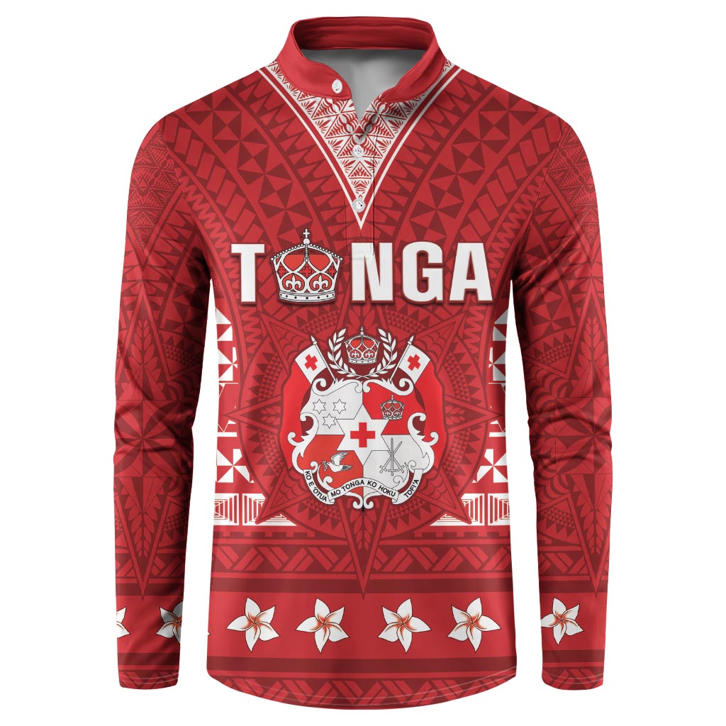 Tonga King Tupou VI Day Button Sweatshirt Traditional Tongan Kupesi Pattern LT05 Red - Polynesian Pride