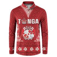 Tonga King Tupou VI Day Button Sweatshirt Traditional Tongan Kupesi Pattern LT05 Red - Polynesian Pride