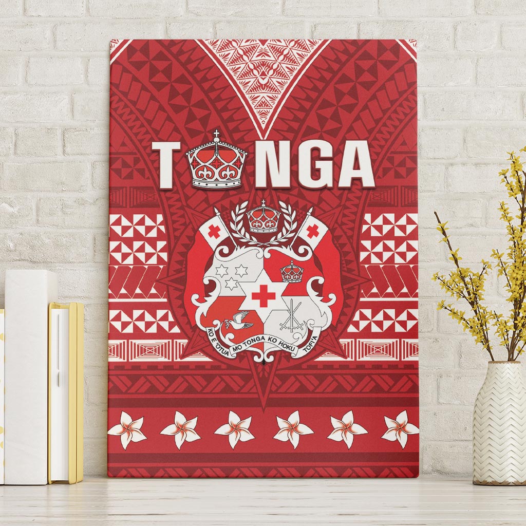 Tonga King Tupou VI Day Canvas Wall Art Traditional Tongan Kupesi Pattern LT05 Without Frame Red - Polynesian Pride