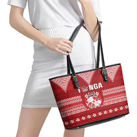 Tonga King Tupou VI Day Leather Tote Bag Traditional Tongan Kupesi Pattern LT05 - Polynesian Pride