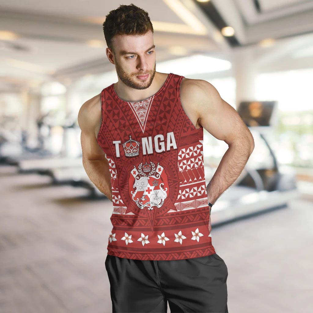 Tonga King Tupou VI Day Men Tank Top Traditional Tongan Kupesi Pattern LT05 Red - Polynesian Pride