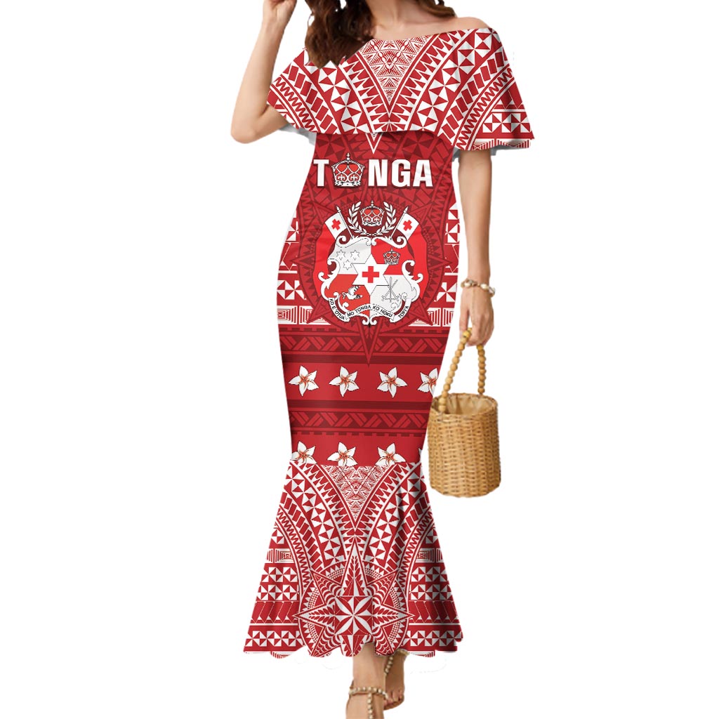 Tonga King Tupou VI Day Mermaid Dress Traditional Tongan Kupesi Pattern