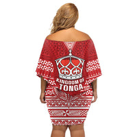 Tonga King Tupou VI Day Off Shoulder Short Dress Traditional Tongan Kupesi Pattern
