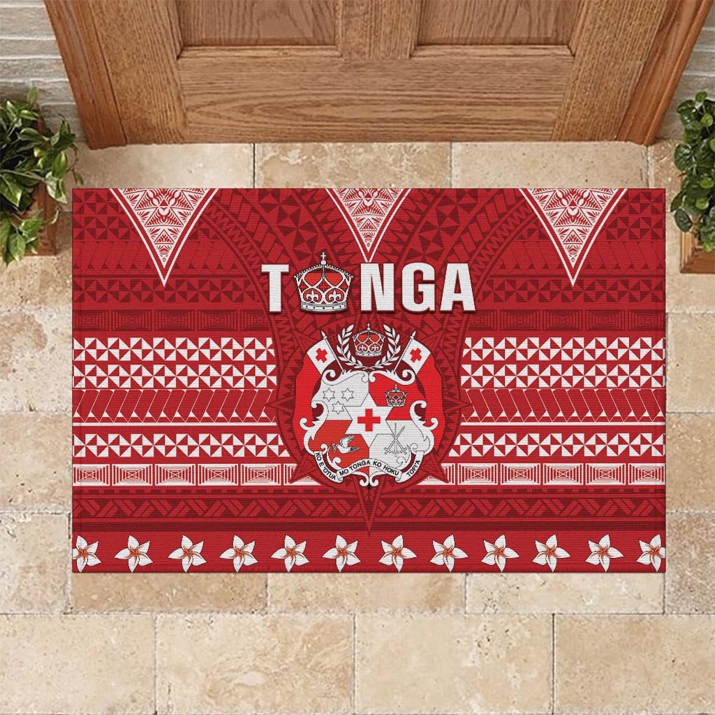 Tonga King Tupou VI Day Rubber Doormat Traditional Tongan Kupesi Pattern