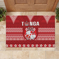 Tonga King Tupou VI Day Rubber Doormat Traditional Tongan Kupesi Pattern LT05 Red - Polynesian Pride