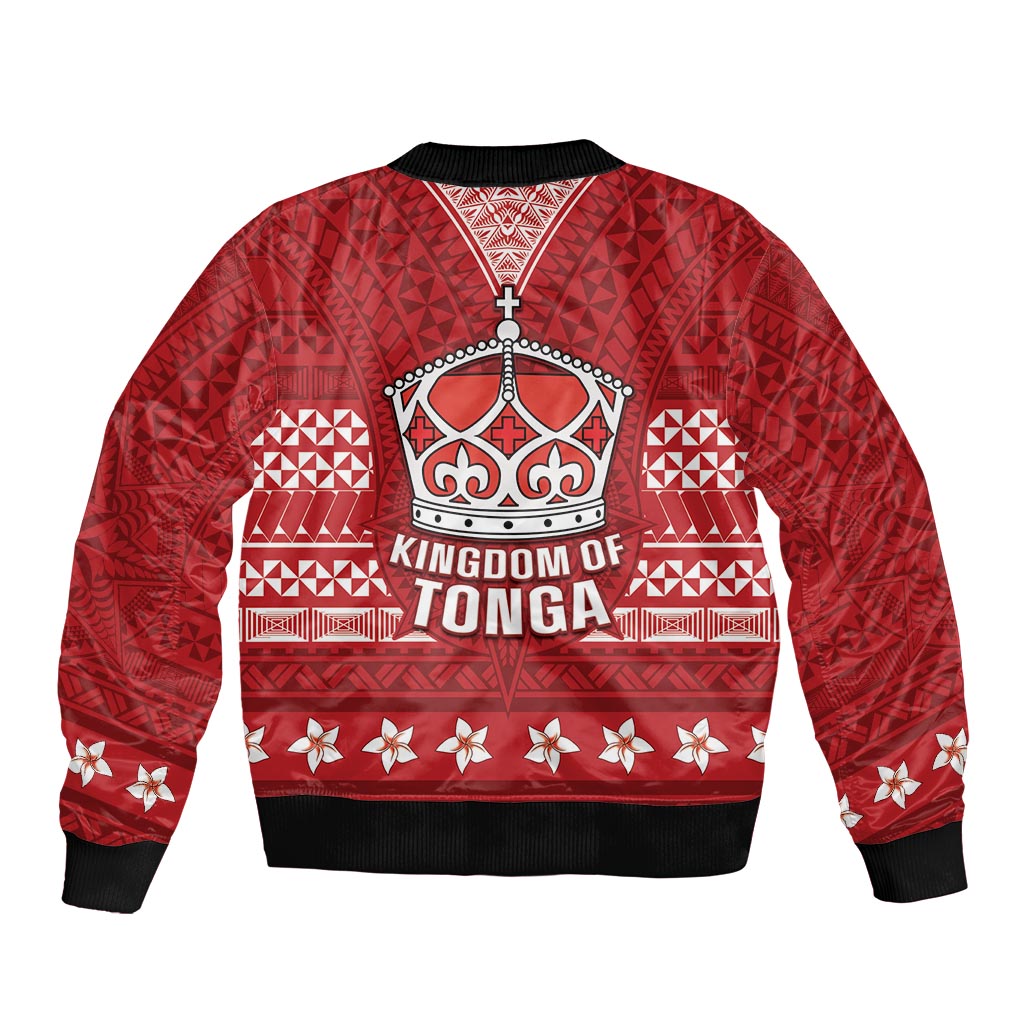 Tonga King Tupou VI Day Sleeve Zip Bomber Jacket Traditional Tongan Kupesi Pattern LT05 - Polynesian Pride