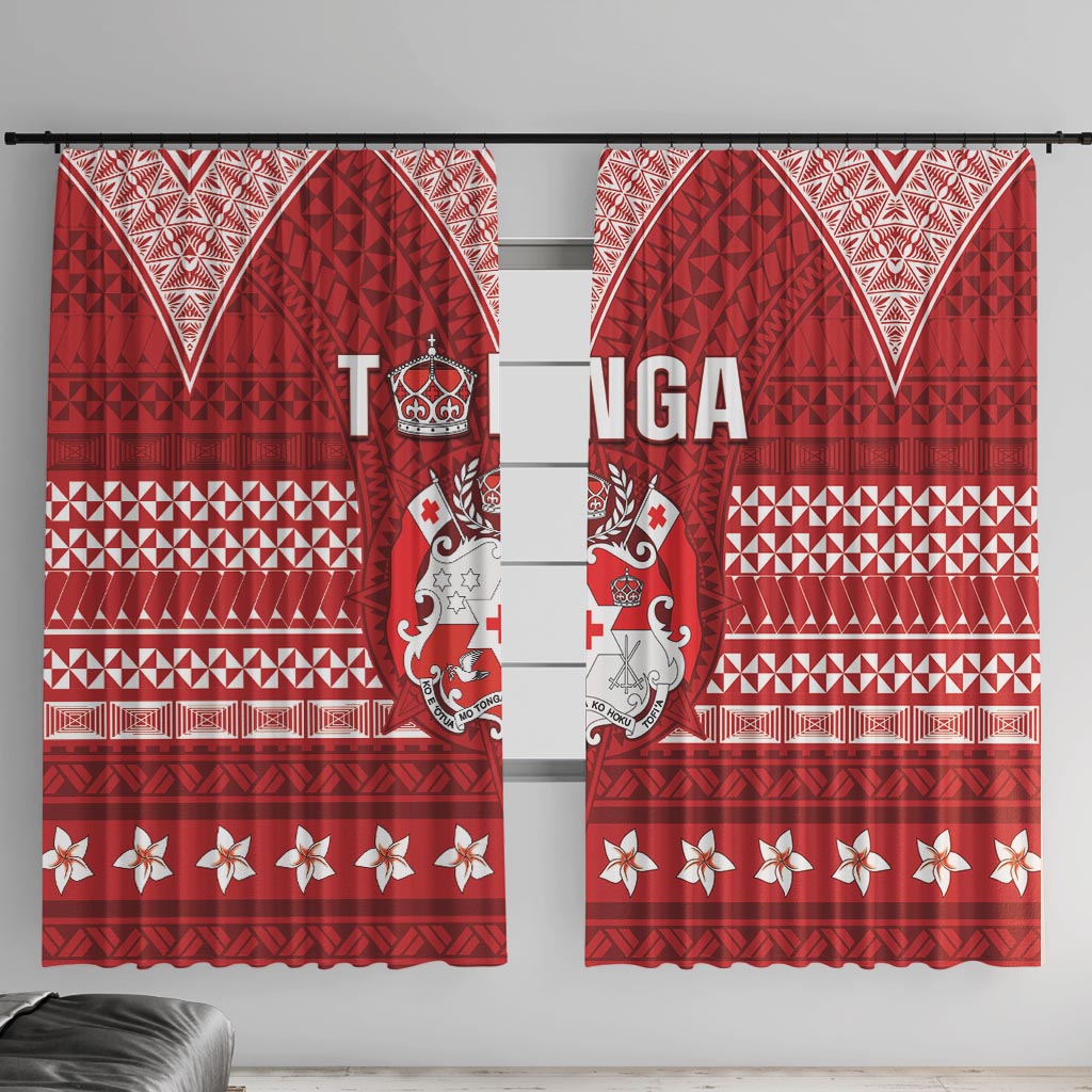 Tonga King Tupou VI Day Window Curtain Traditional Tongan Kupesi Pattern