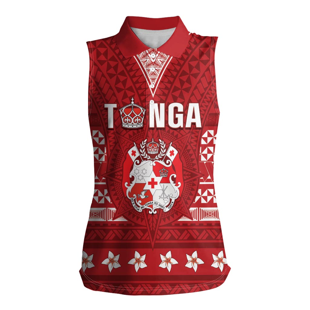 Tonga King Tupou VI Day Women Sleeveless Polo Shirt Traditional Tongan Kupesi Pattern