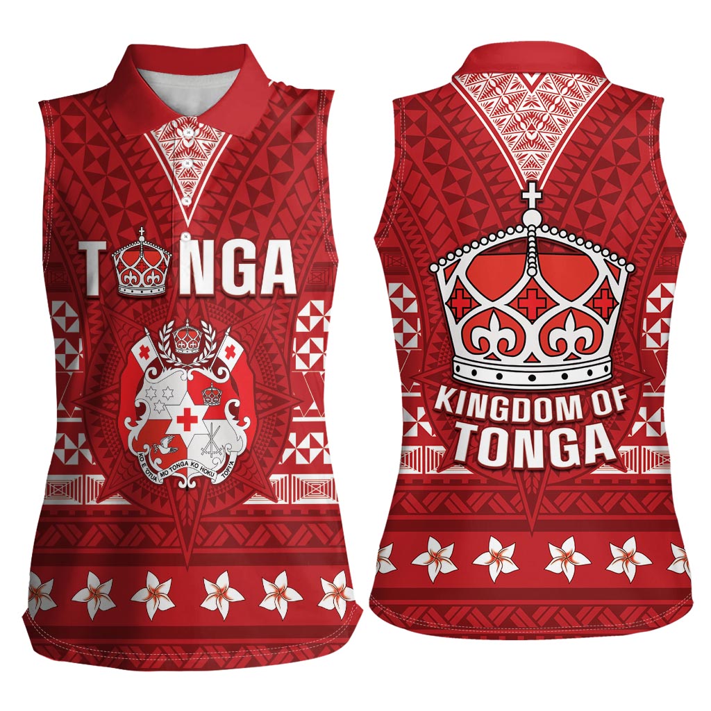 Tonga King Tupou VI Day Women Sleeveless Polo Shirt Traditional Tongan Kupesi Pattern