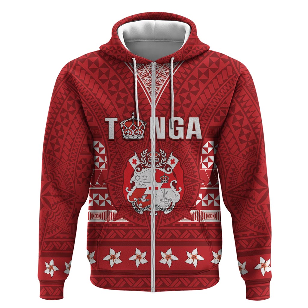 Tonga King Tupou VI Day Zip Hoodie Traditional Tongan Kupesi Pattern