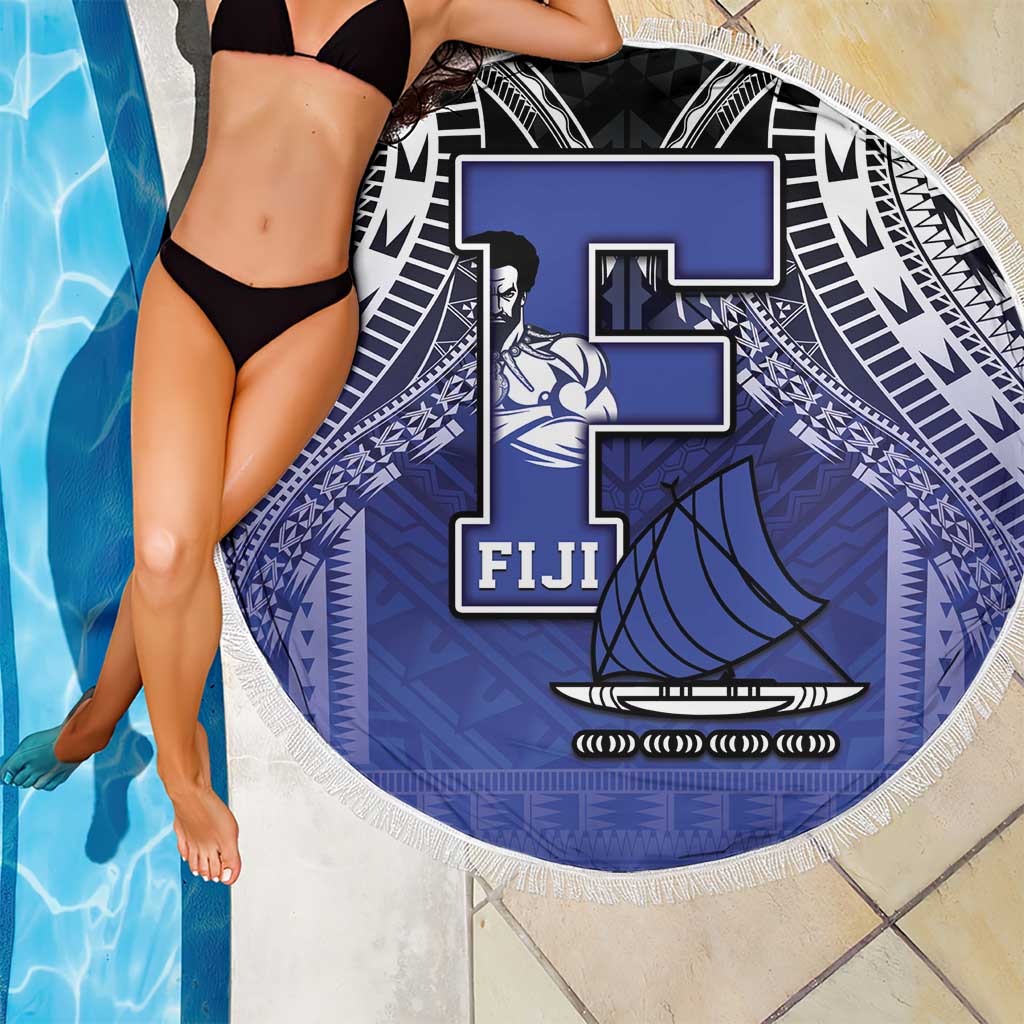 Fiji Drua Beach Blanket Fijian Tapa Pattern