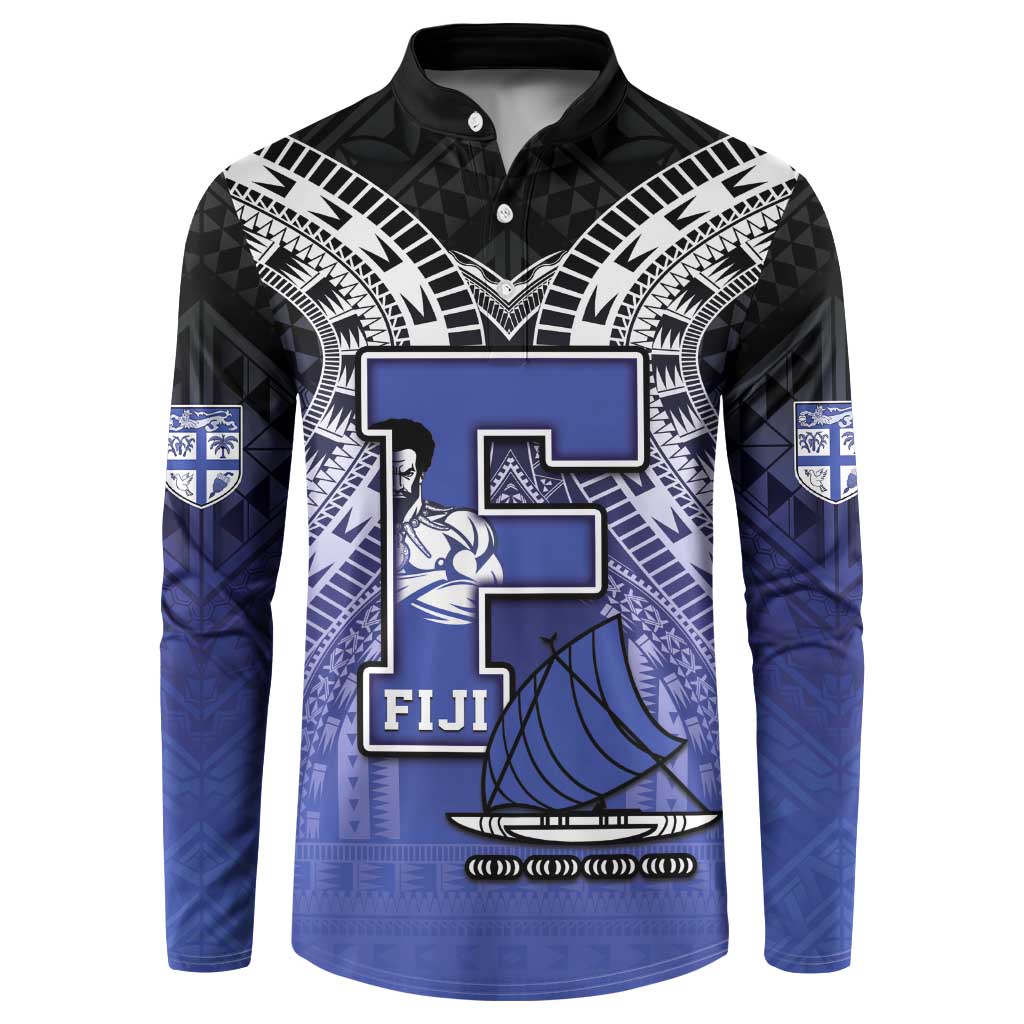 Custom Fiji Drua Button Sweatshirt Fijian Tapa Pattern