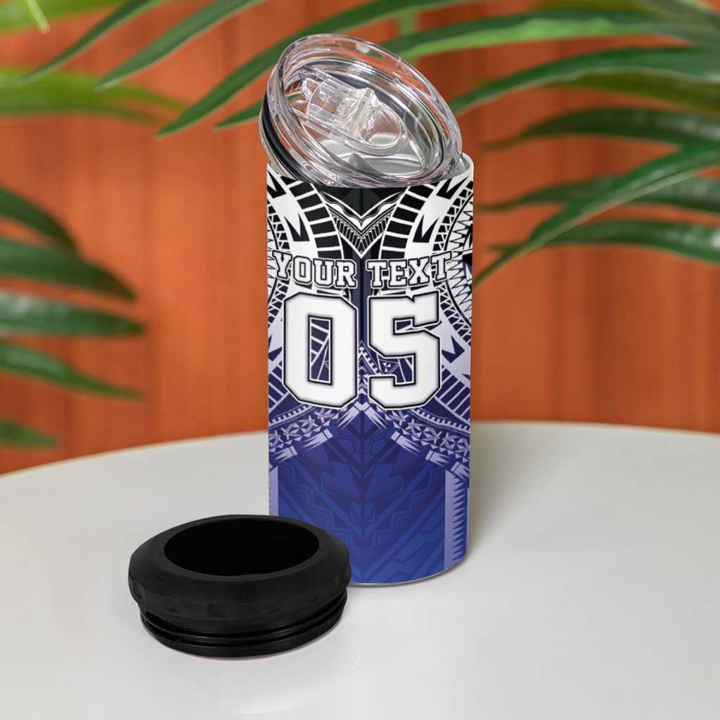 Custom Fiji Drua 4 in 1 Can Cooler Tumbler Fijian Tapa Pattern