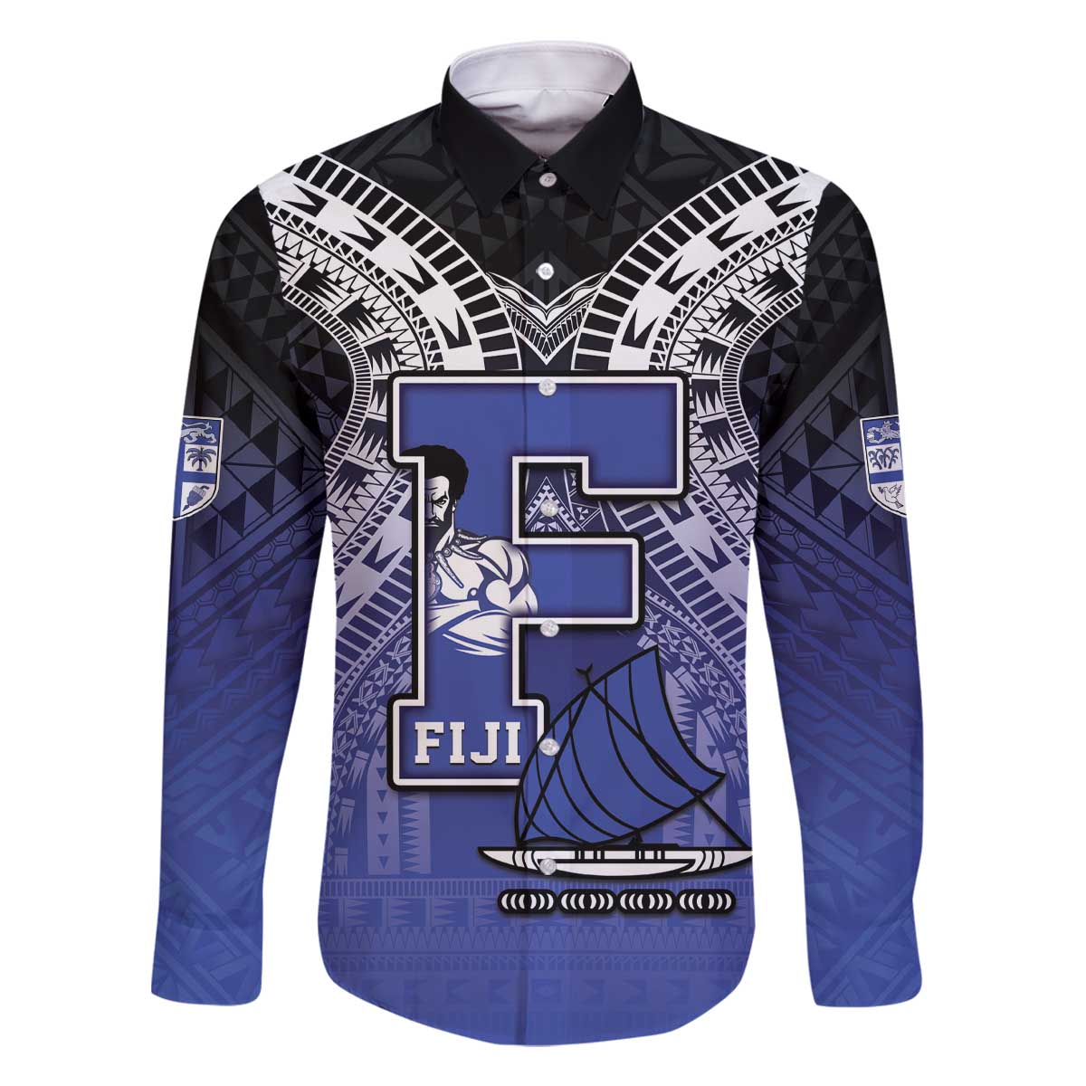 Custom Fiji Drua Family Matching Off The Shoulder Long Sleeve Dress and Hawaiian Shirt Fijian Tapa Pattern