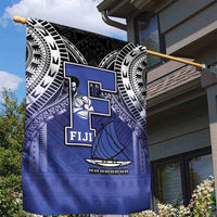 Fiji Drua Garden Flag Fijian Tapa Pattern