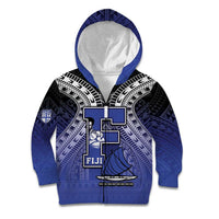 Custom Fiji Drua Kid Hoodie Fijian Tapa Pattern