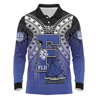Custom Fiji Drua Long Sleeve Polo Shirt Fijian Tapa Pattern